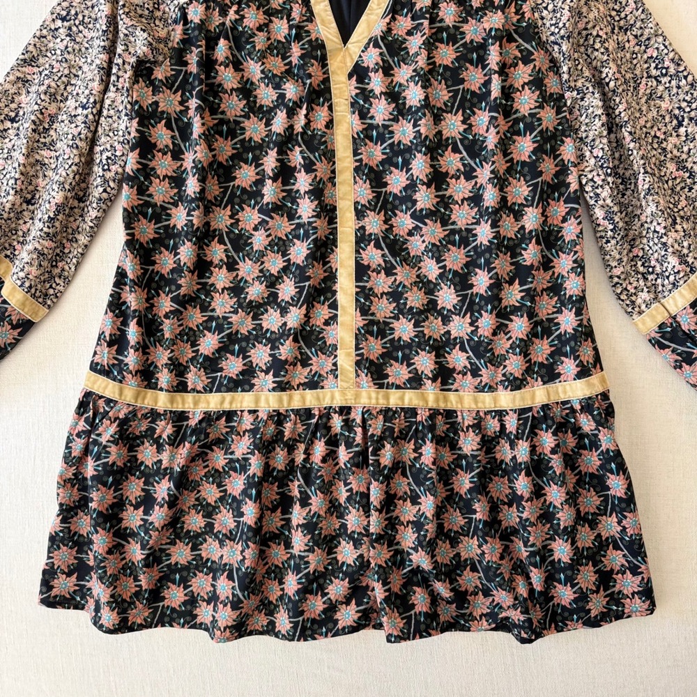 Entro Boho Floral Mixed Print Babydoll Tunic Dress Large Boutique - Picture 6 of 11